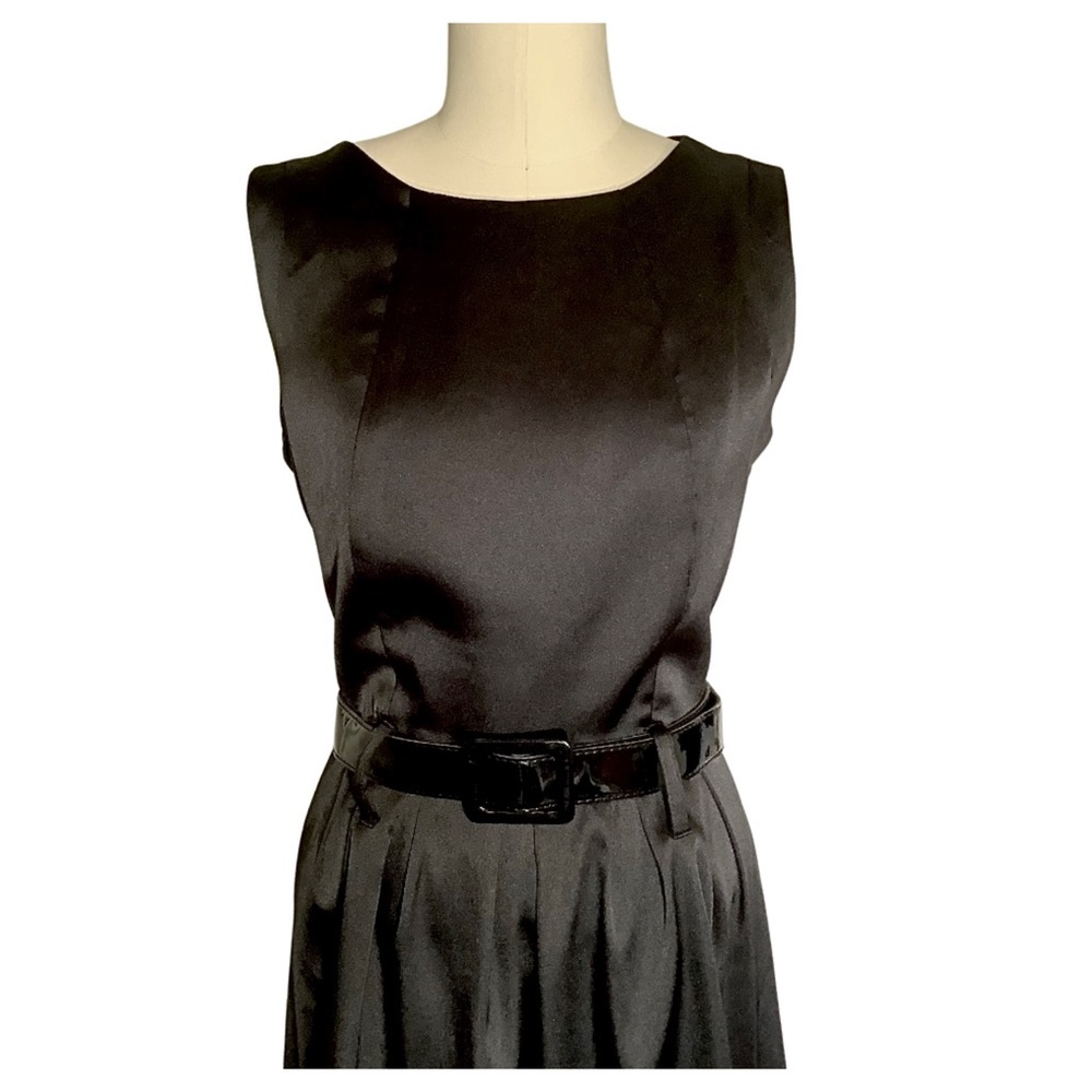 AB Studio Satin Sleeveless Belted Dress